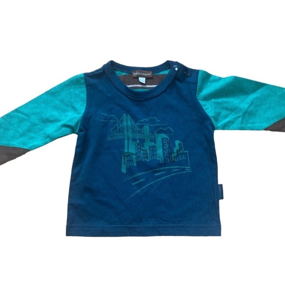 Rabbit Moon Long Sleeve Baby Tee Cityscape Size 0-3m